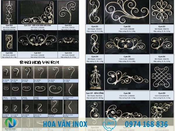 phụ kiến hoa văn inox uốn